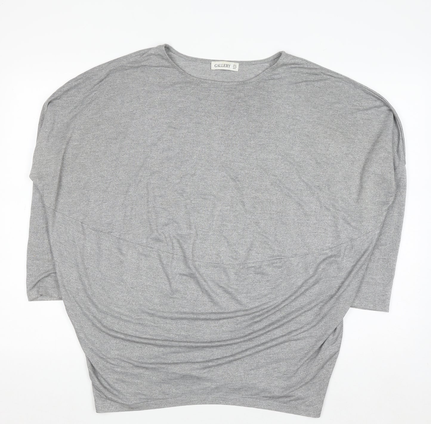Gallery Women's Grey 3/4 Sleeve Relaxed Fit Jersey Top M