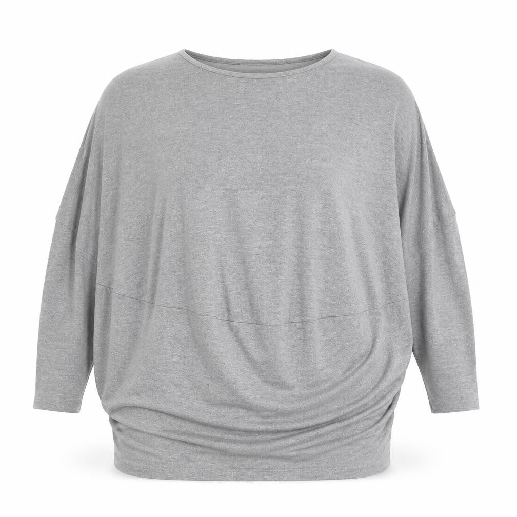 Front view of Gallery Women's Grey 3/4 Sleeve Relaxed Fit Jersey Top M