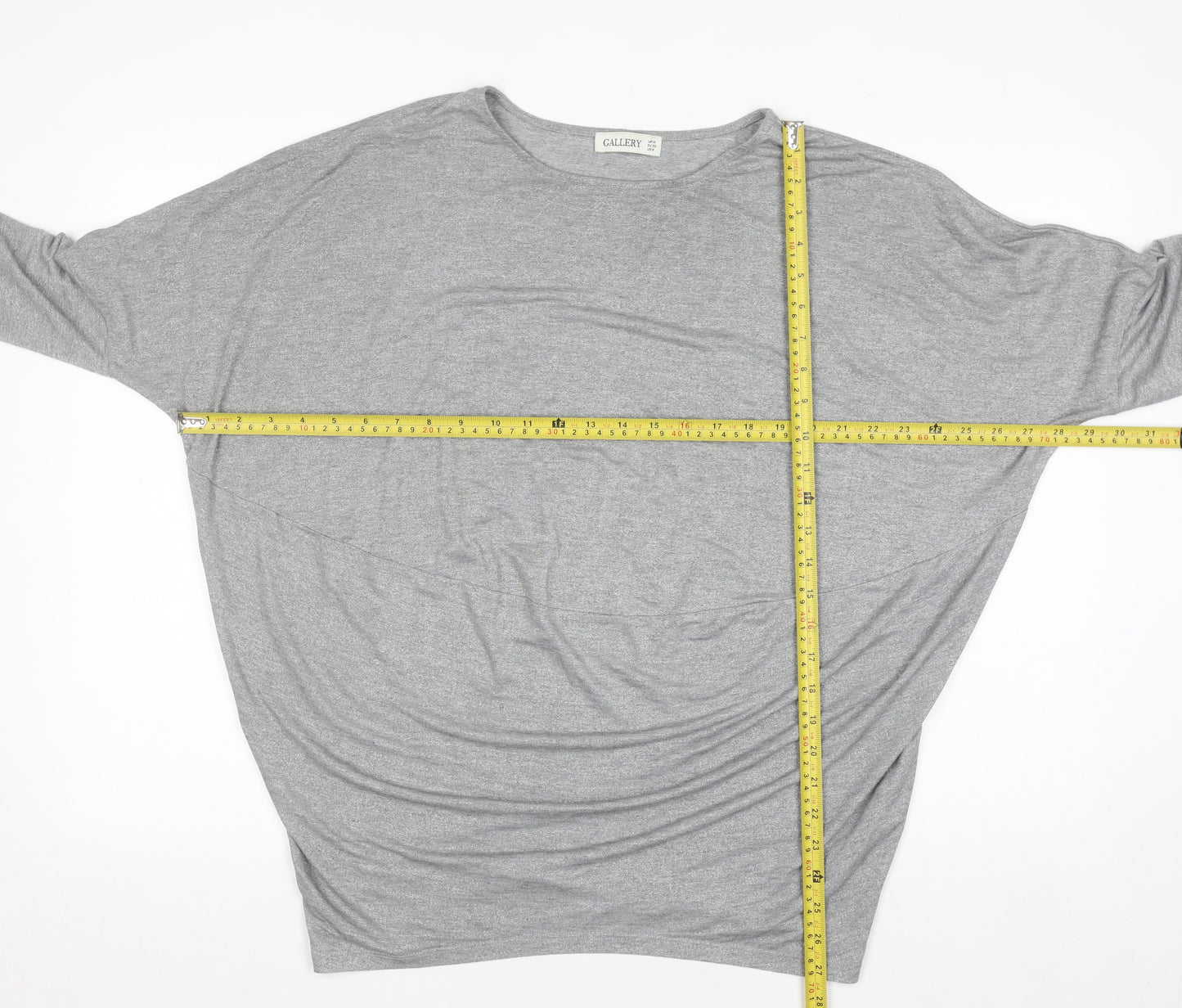 Gallery Women's Grey 3/4 Sleeve Relaxed Fit Jersey Top M