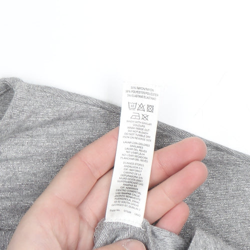 Gallery Women's Grey 3/4 Sleeve Relaxed Fit Jersey Top M