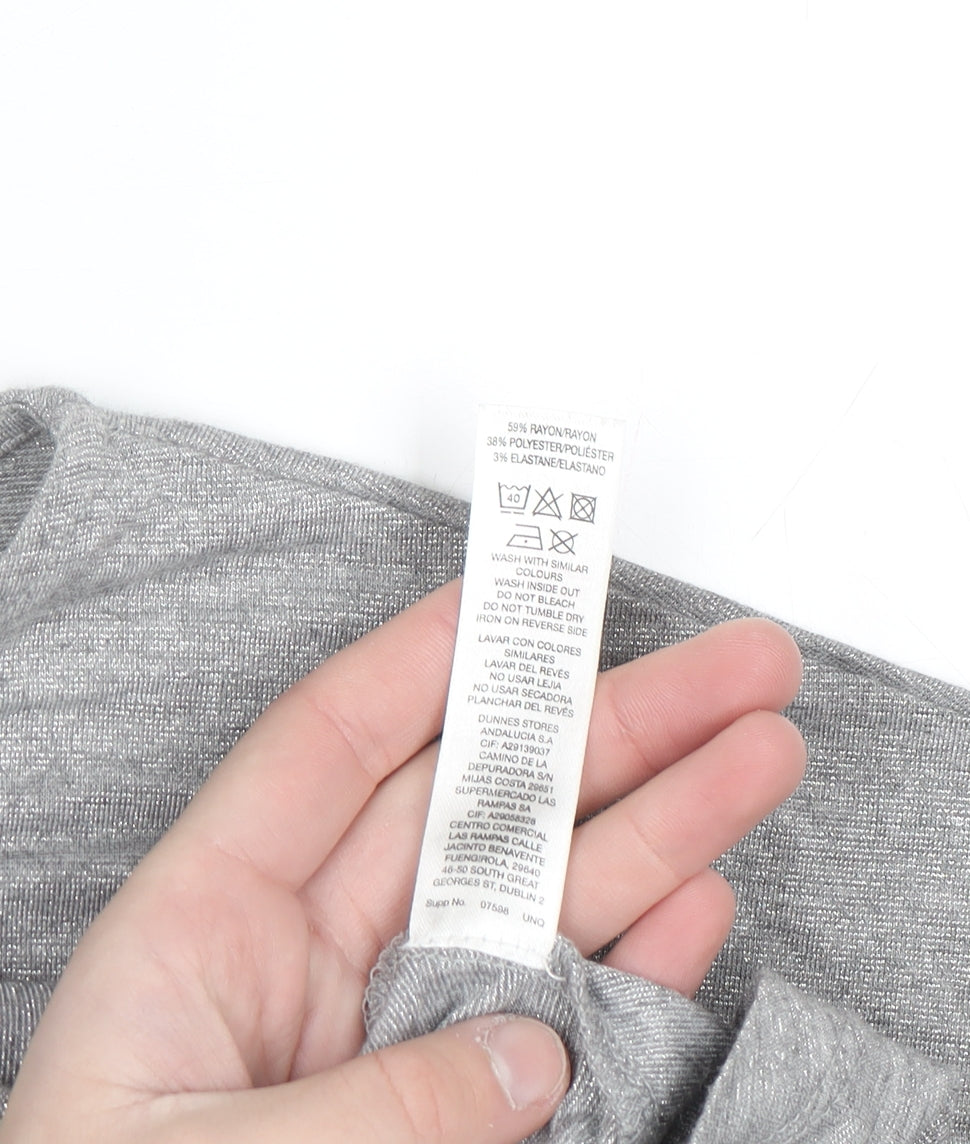 Gallery Women's Grey 3/4 Sleeve Relaxed Fit Jersey Top M
