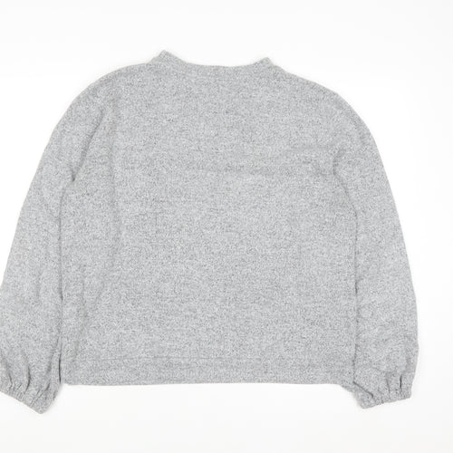 Dorothy Perkins Women’s Grey Lace Trim High Neck Jumper UK 14