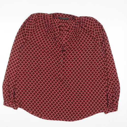 Dunnes Women’s Red Geometric Long Sleeve Polyester Blouse Size M
