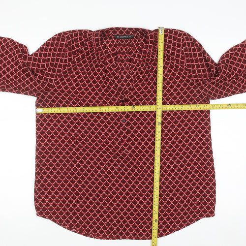Dunnes Women’s Red Geometric Long Sleeve Polyester Blouse Size M