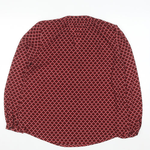 Dunnes Women’s Red Geometric Long Sleeve Polyester Blouse Size M