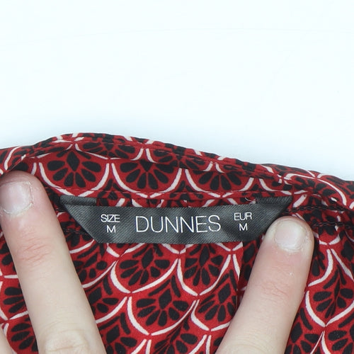 Dunnes Women’s Red Geometric Long Sleeve Polyester Blouse Size M