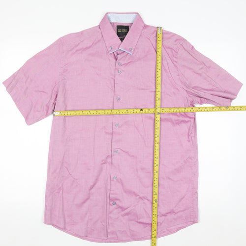 6th Sense Men's Pink Cotton Short Sleeve Button-Up Shirt L