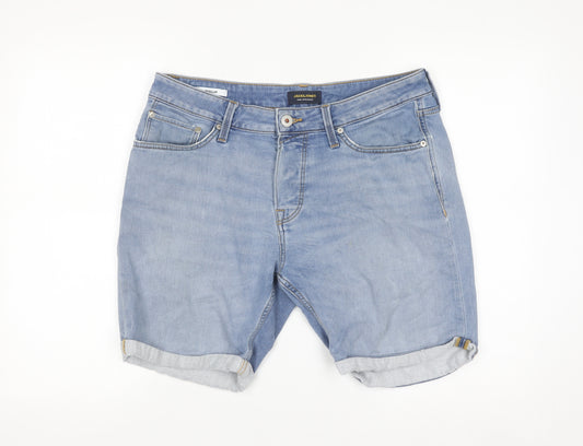 Jack & Jones Men's Light Blue Regular Denim Shorts Size L Casual