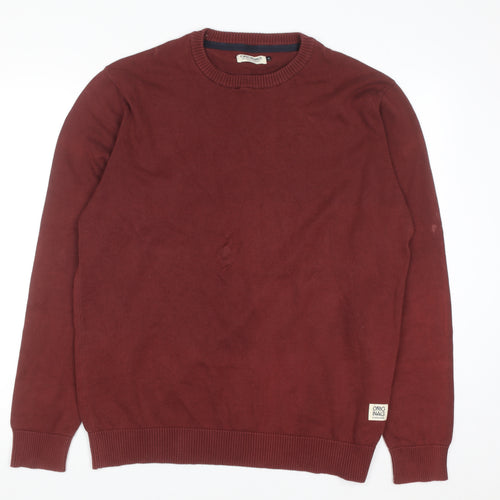Jack & Jones Men’s Red Cotton Crew Neck Jumper XL