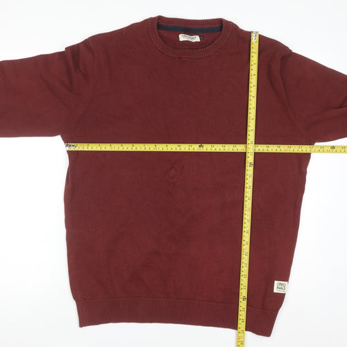 Jack & Jones Men’s Red Cotton Crew Neck Jumper XL