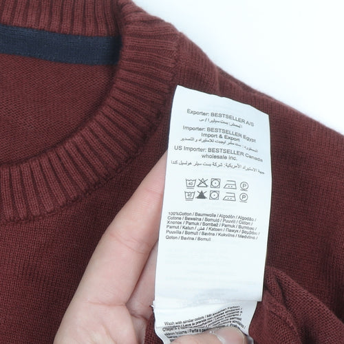Jack & Jones Men’s Red Cotton Crew Neck Jumper XL
