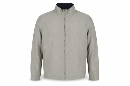 Front view of Perry Ellis Portfolio Men's Beige Microfibre Full Zip Jacket L
