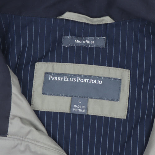 Perry Ellis Portfolio Men's Beige Microfibre Full Zip Jacket L