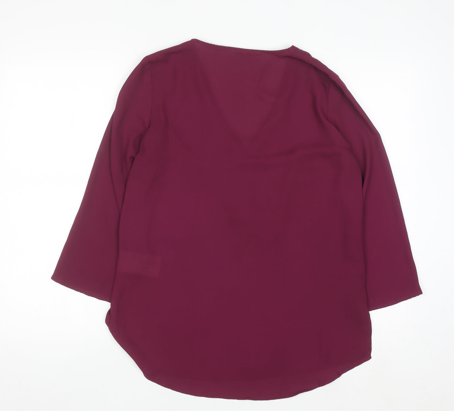 Camaïeu Womens Purple Beaded V-Neck Tunic Blouse Size 8