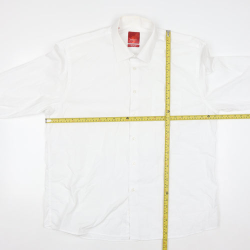 Benetti Men White Classic Fit Long Sleeve Button-Up Shirt 18.5in