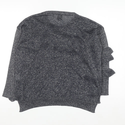 River Island Women's Grey Ruffle Knit Jumper Size 10