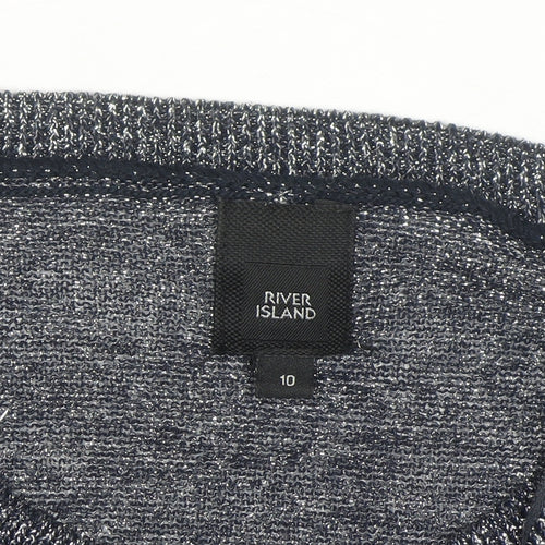 River Island Women's Grey Ruffle Knit Jumper Size 10