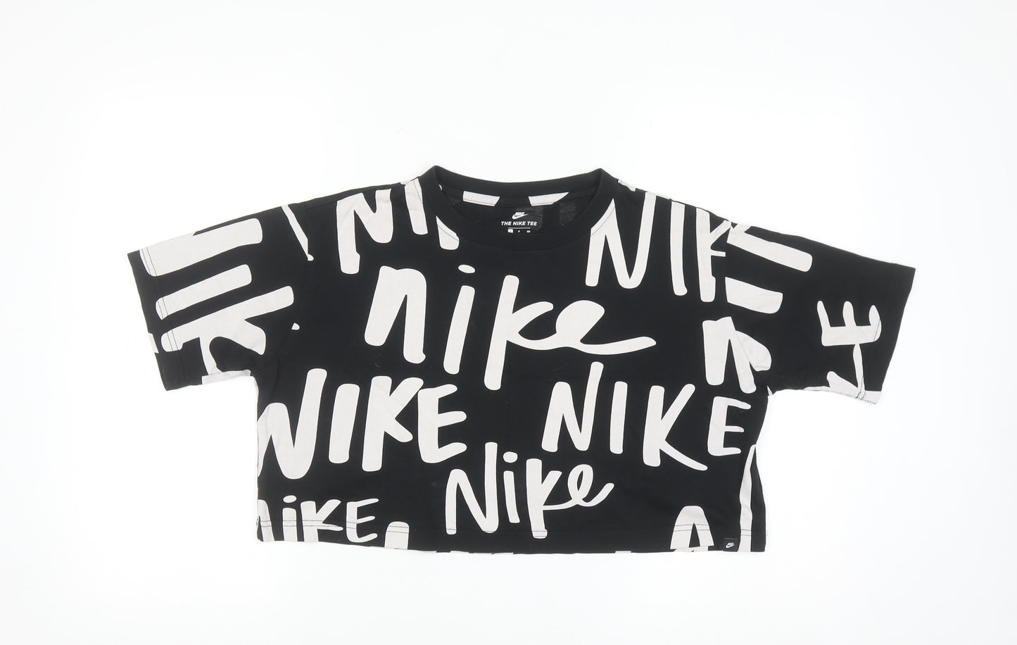 Nike Womens Black Cropped Athletic T-Shirt Size S