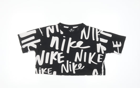 Nike Womens Black Cropped Athletic T-Shirt Size S