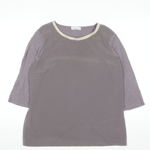 Gallery Womens Grey Metallic Trim 3/4 Sleeve Blouse UK 18