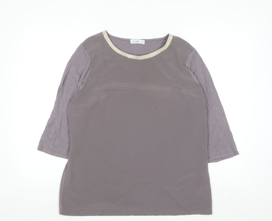 Gallery Womens Grey Metallic Trim 3/4 Sleeve Blouse UK 18