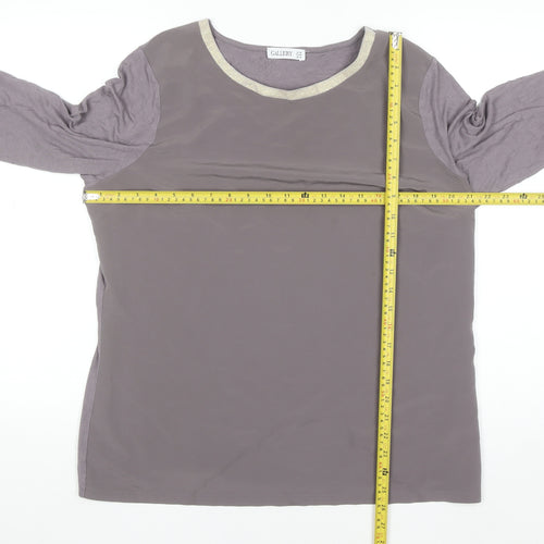Gallery Womens Grey Metallic Trim 3/4 Sleeve Blouse UK 18