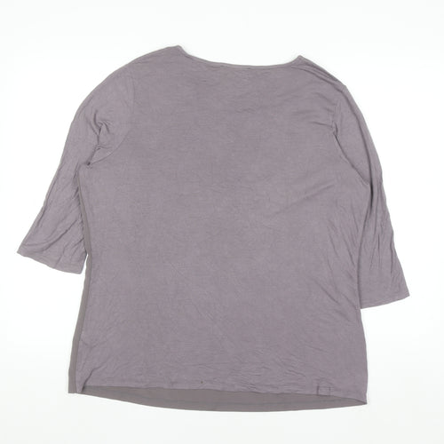 Gallery Womens Grey Metallic Trim 3/4 Sleeve Blouse UK 18