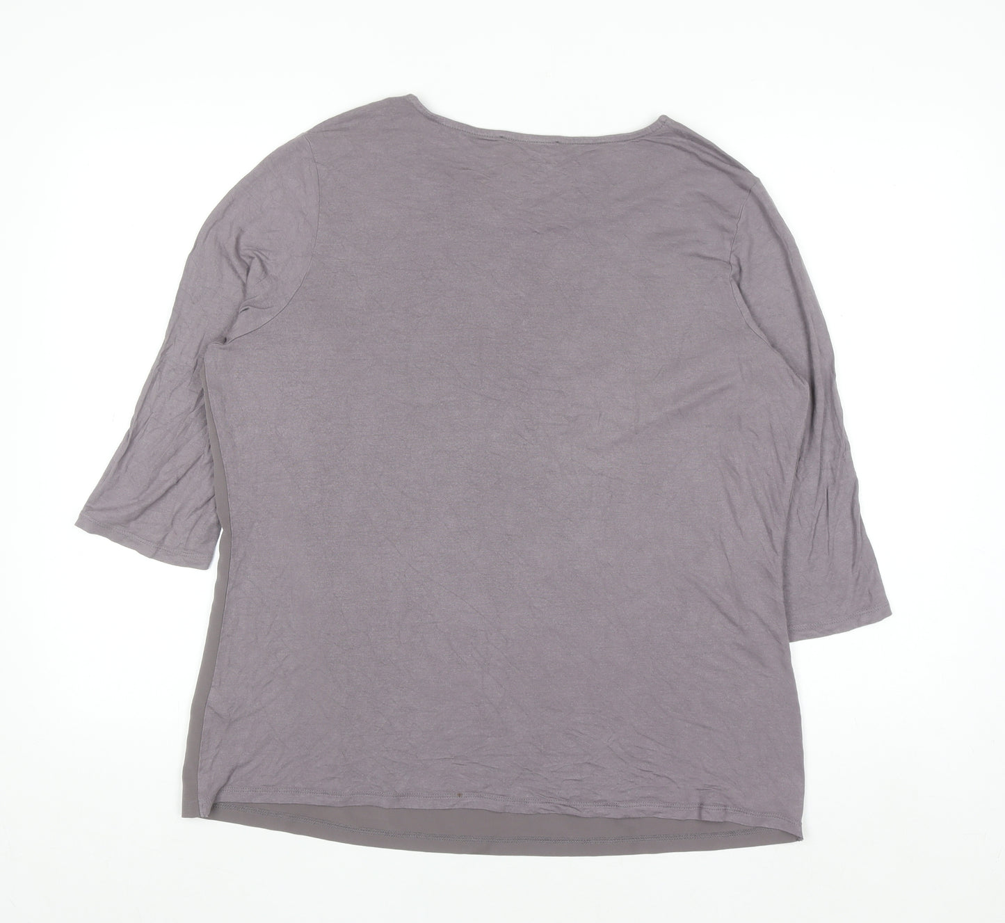 Gallery Womens Grey Metallic Trim 3/4 Sleeve Blouse UK 18