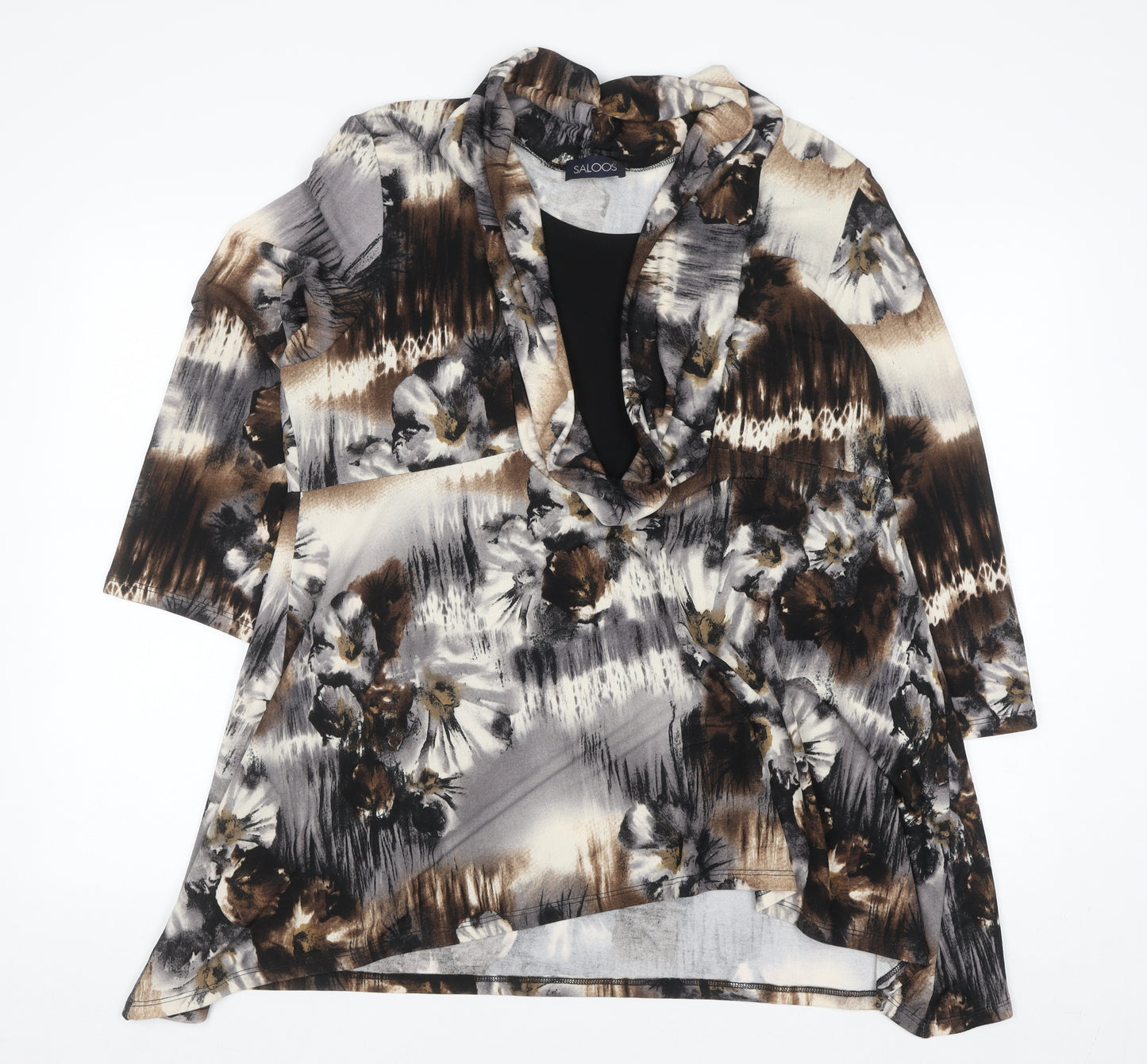 Saloos Women’s Multicoloured Floral Tunic Blouse 2XL Cowl Neck