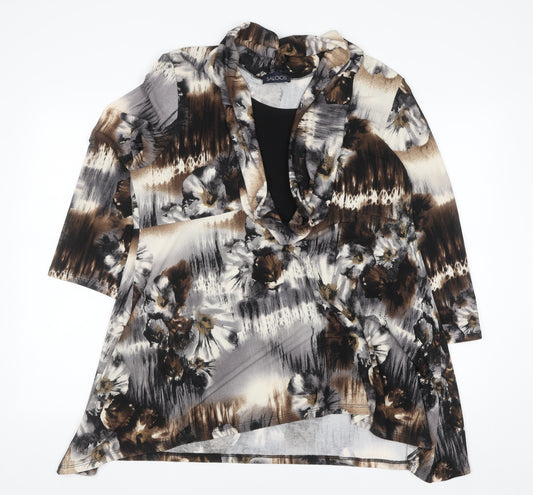Saloos Women’s Multicoloured Floral Tunic Blouse 2XL Cowl Neck