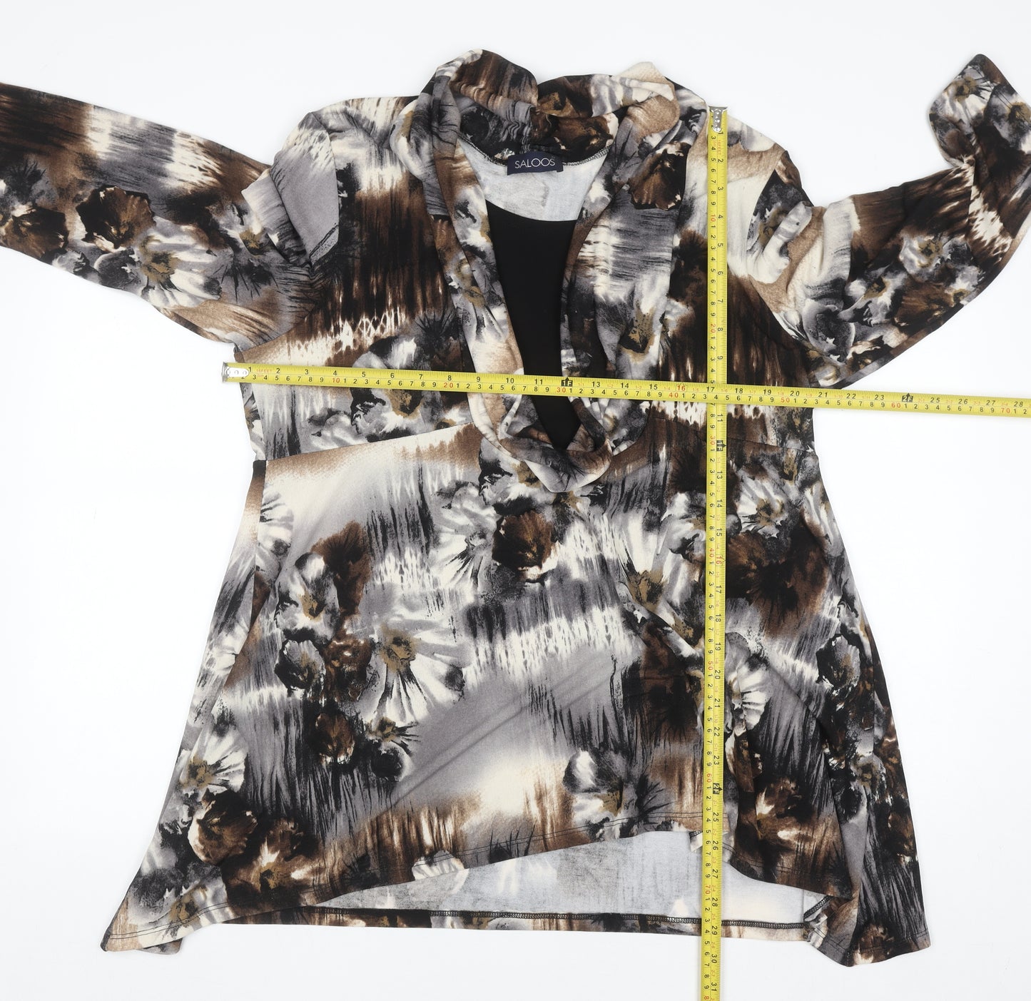 Saloos Women’s Multicoloured Floral Tunic Blouse 2XL Cowl Neck