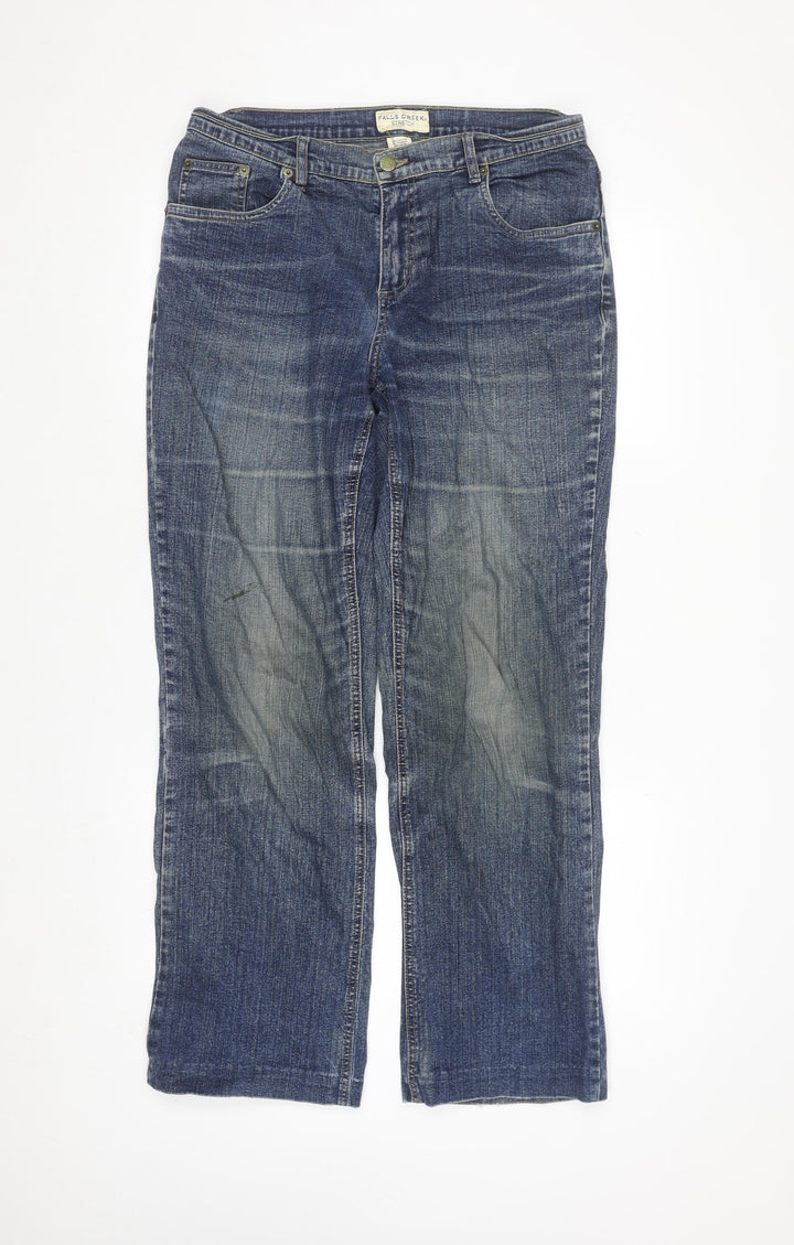 Falls Creek Women's Blue Straight Stretch Denim Jeans Size 12