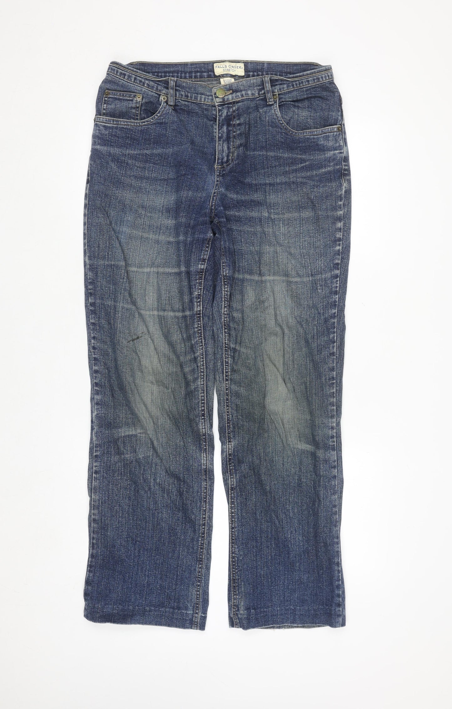 Falls Creek Women's Blue Straight Stretch Denim Jeans Size 12