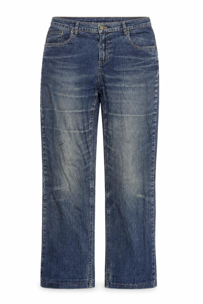 Front view of Falls Creek Women's Blue Straight Stretch Denim Jeans, size 12