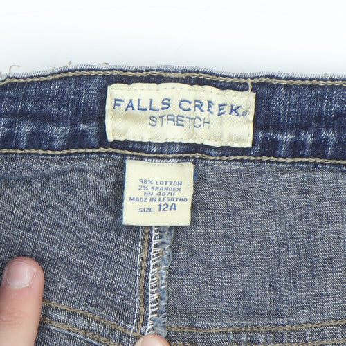 Falls Creek Women's Blue Straight Stretch Denim Jeans Size 12