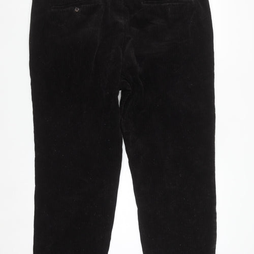 Marks and Spencer Men's Black Corduroy Regular Fit Trousers 42x29