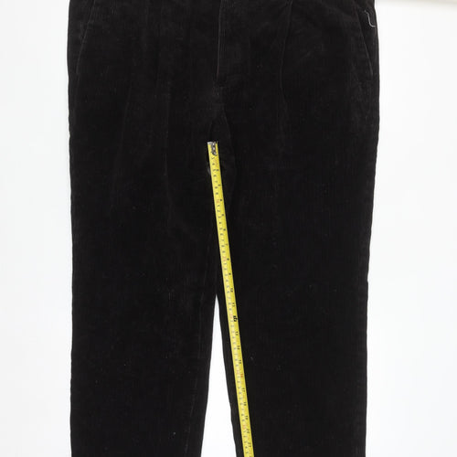 Marks and Spencer Men's Black Corduroy Regular Fit Trousers 42x29