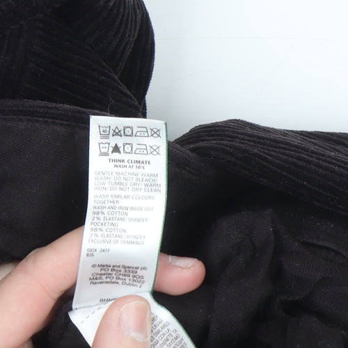Marks and Spencer Men's Black Corduroy Regular Fit Trousers 42x29