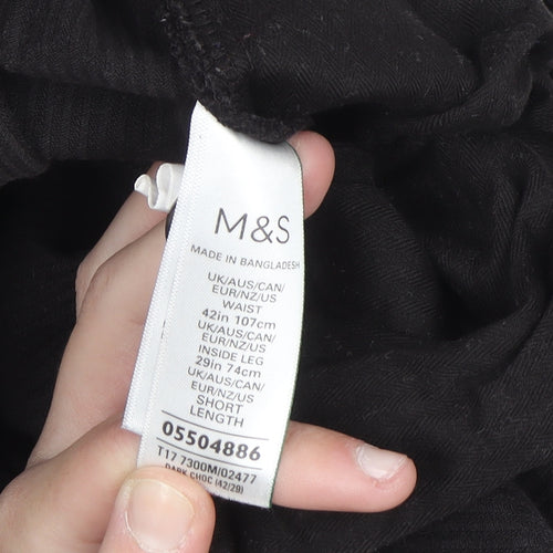 Marks and Spencer Men's Black Corduroy Regular Fit Trousers 42x29