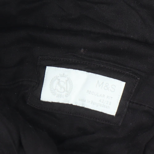 Marks and Spencer Men's Black Corduroy Regular Fit Trousers 42x29