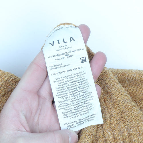 Vila Men’s Brown Roll Neck Knit Jumper XL Regular Fit Pullover
