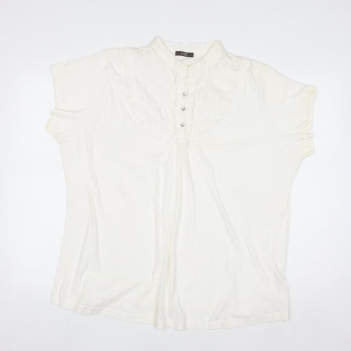 MK Womens Ivory Cotton Short Sleeve Blouse Size 24
