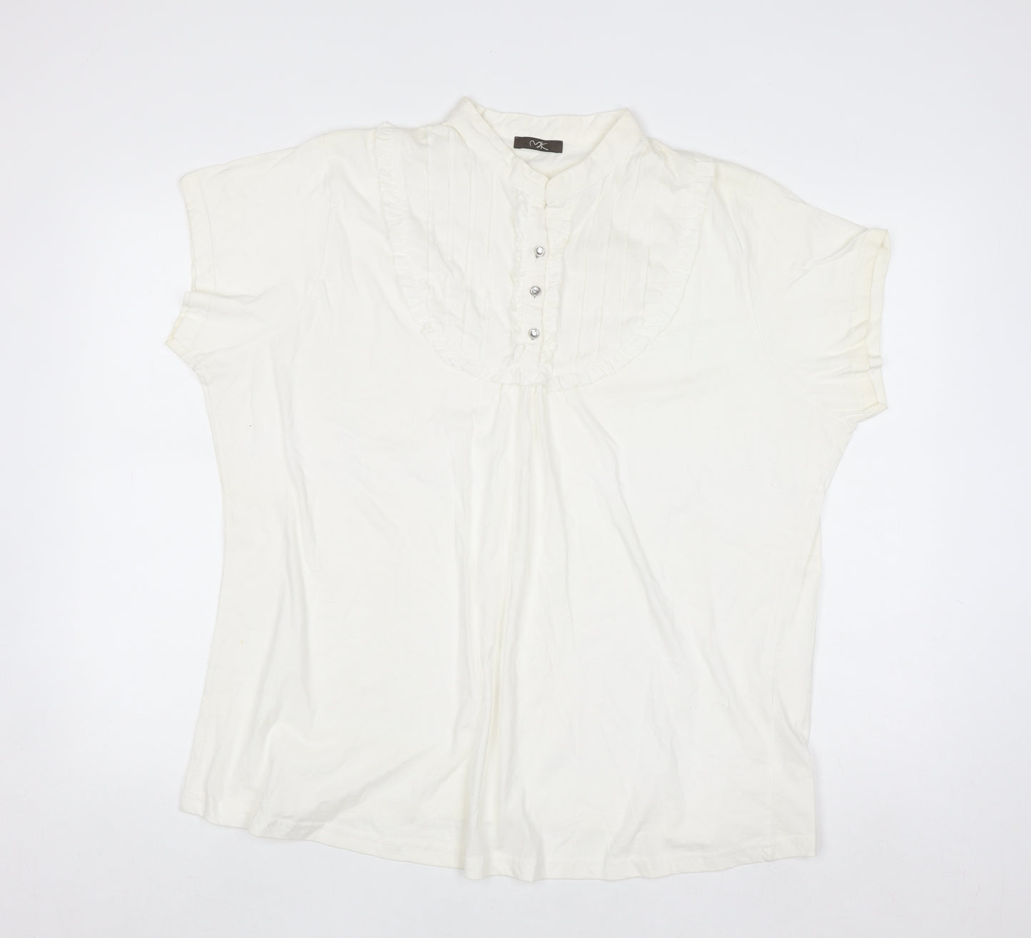 MK Womens Ivory Cotton Short Sleeve Blouse Size 24