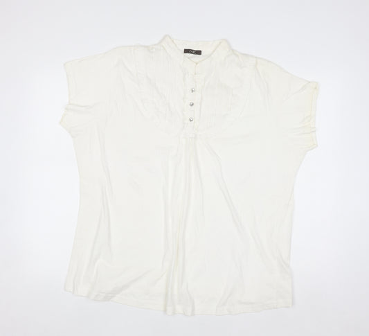 MK Womens Ivory Cotton Short Sleeve Blouse Size 24