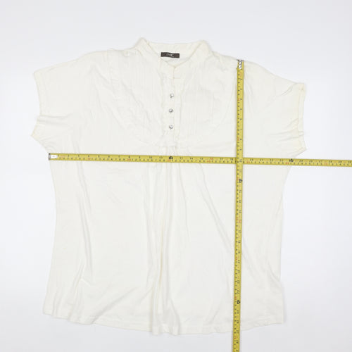 MK Womens Ivory Cotton Short Sleeve Blouse Size 24
