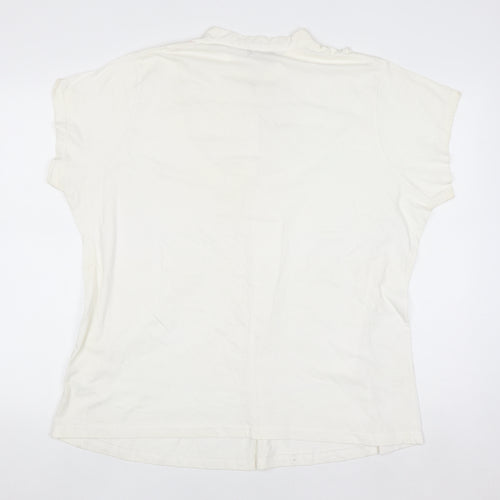 MK Womens Ivory Cotton Short Sleeve Blouse Size 24