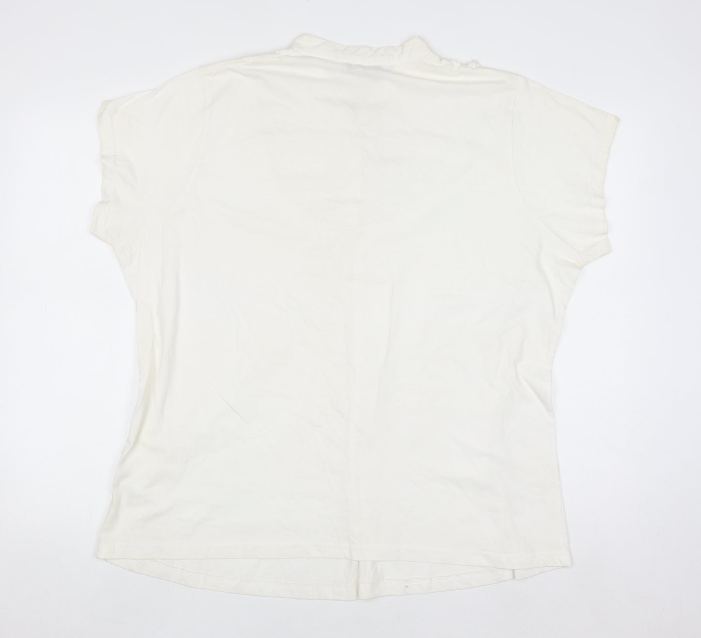 MK Womens Ivory Cotton Short Sleeve Blouse Size 24