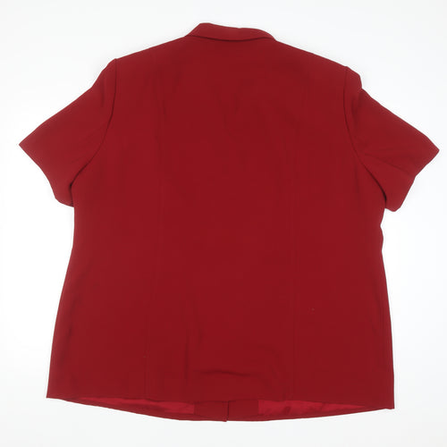 Ann Harvey Women’s Red Short Sleeve Collared Button-Up Blouse Size 18 Plus