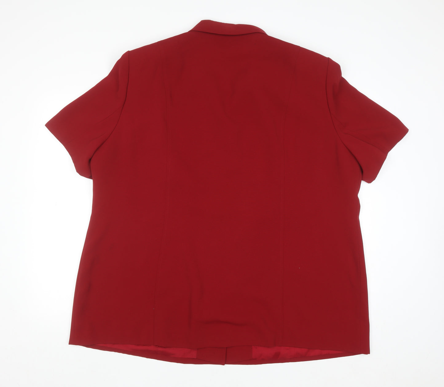 Ann Harvey Women’s Red Short Sleeve Collared Button-Up Blouse Size 18 Plus