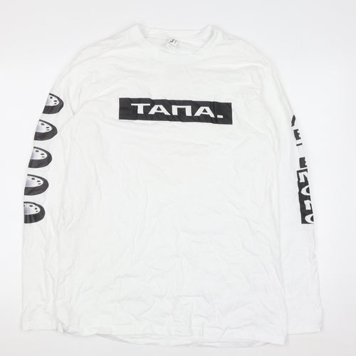 SOL'S Men's White XL Long Sleeve Graphic Print Top